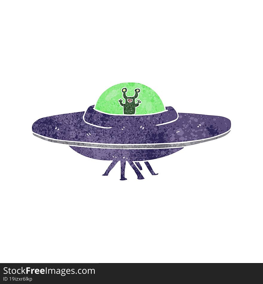 retro cartoon alien spaceship