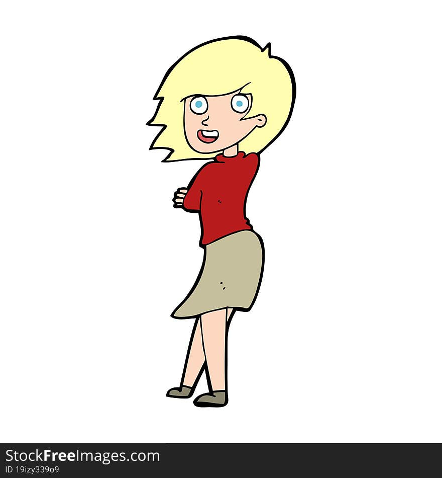 cartoon happy woman