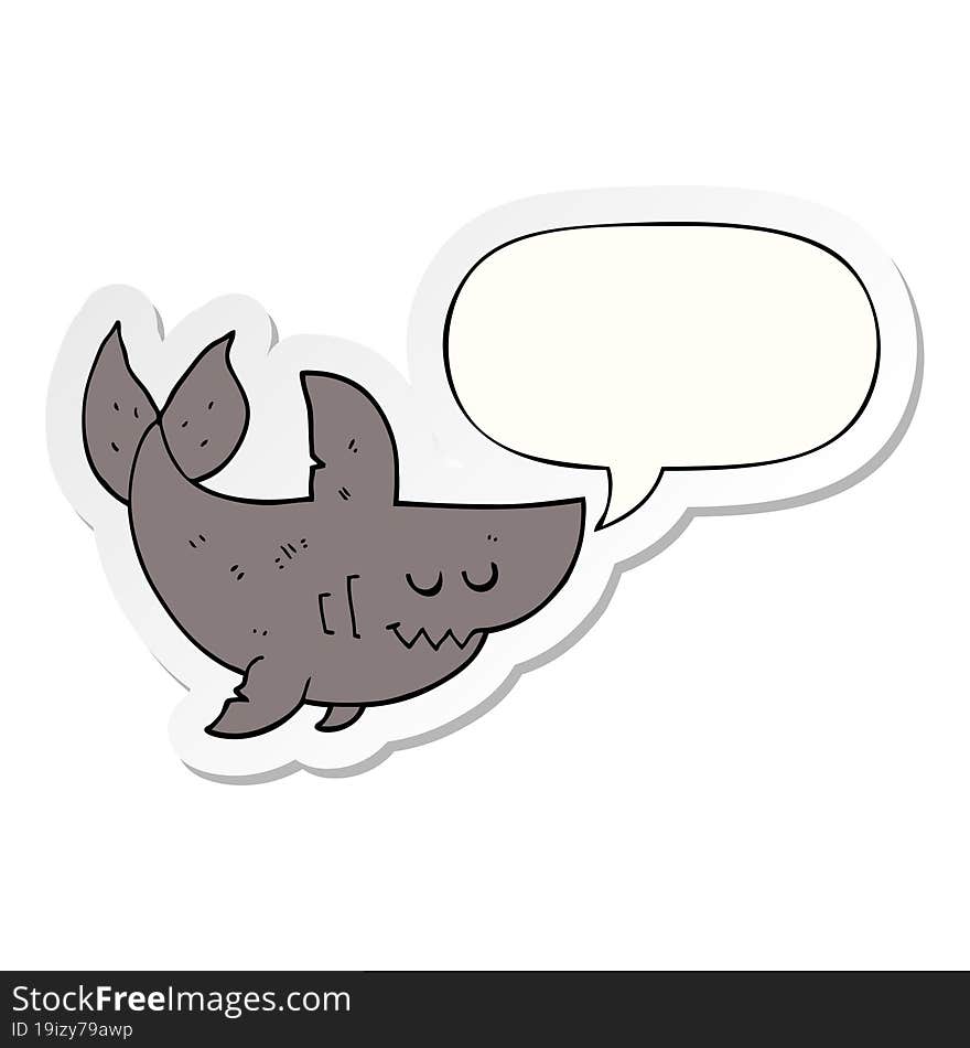 cartoon shark and speech bubble sticker