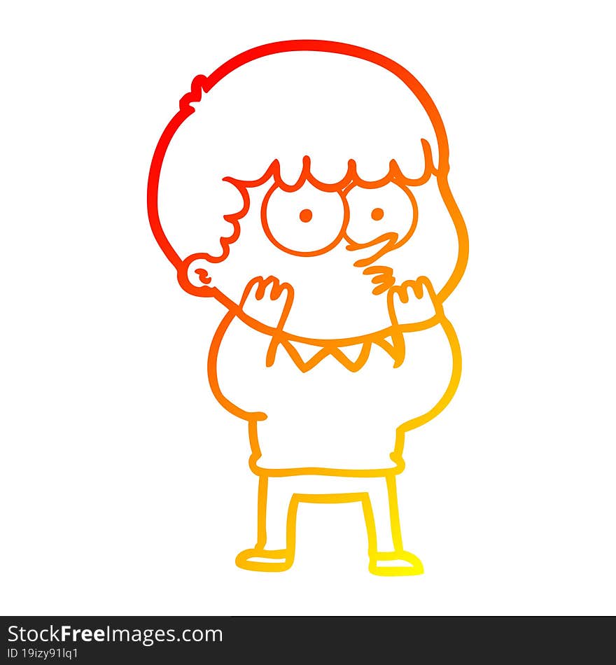 warm gradient line drawing cartoon curious boy