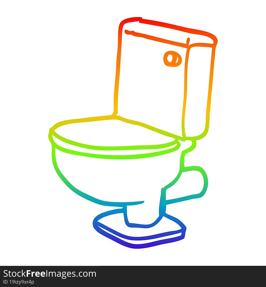 Rainbow Gradient Line Drawing Cartoon Golden Toilet