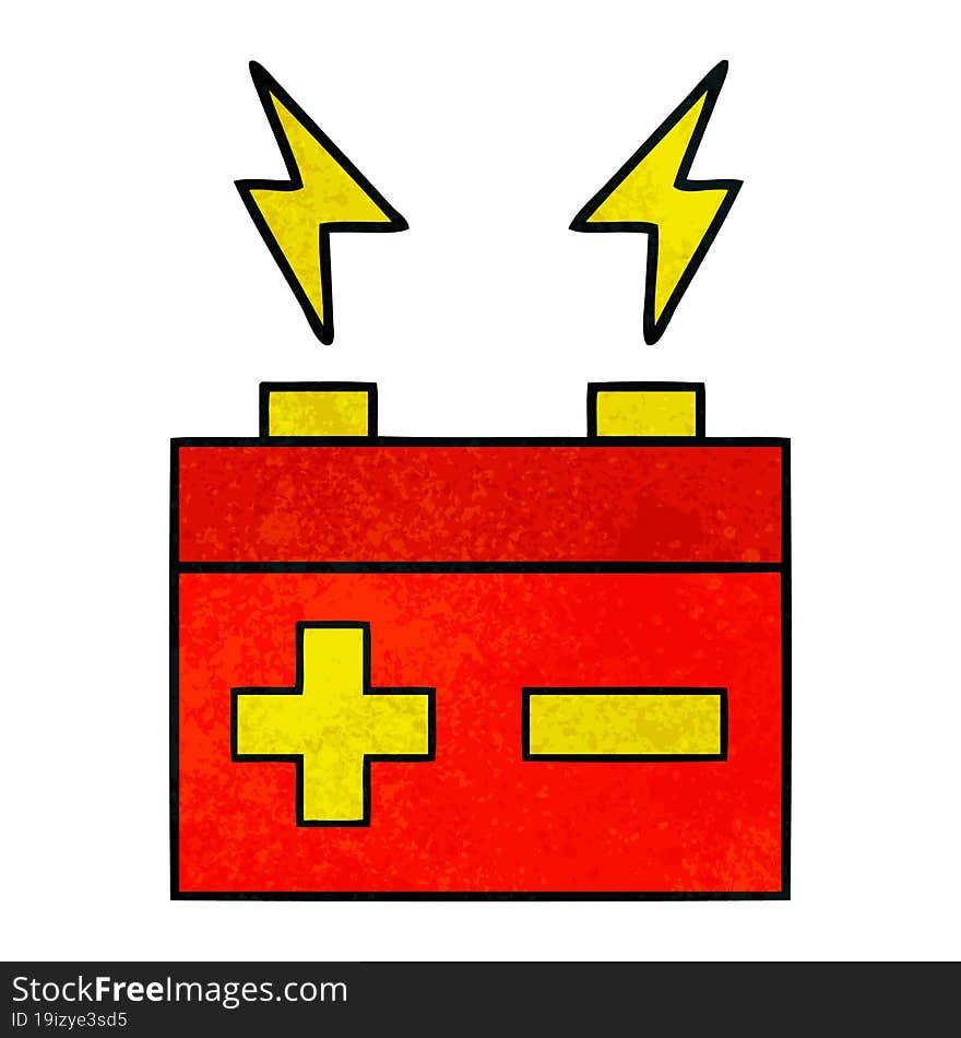 retro grunge texture cartoon of a electrical battery