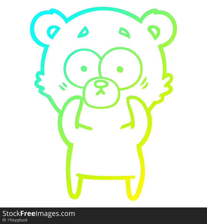 Cold Gradient Line Drawing Surprised Polar Bear Cartoon