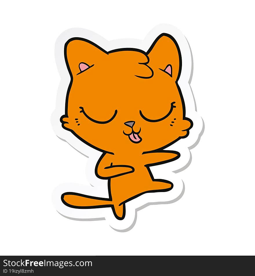 Sticker Of A Cartoon Hissing Cat