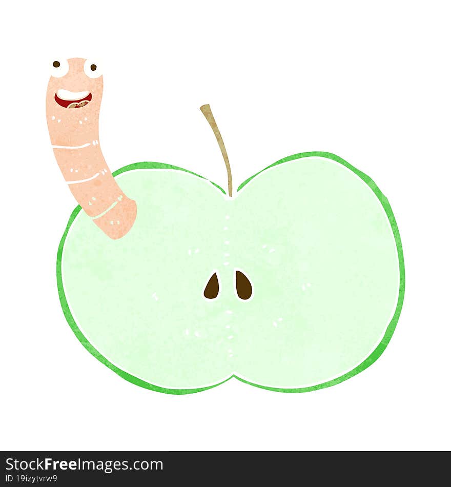 cartoon apple with worm