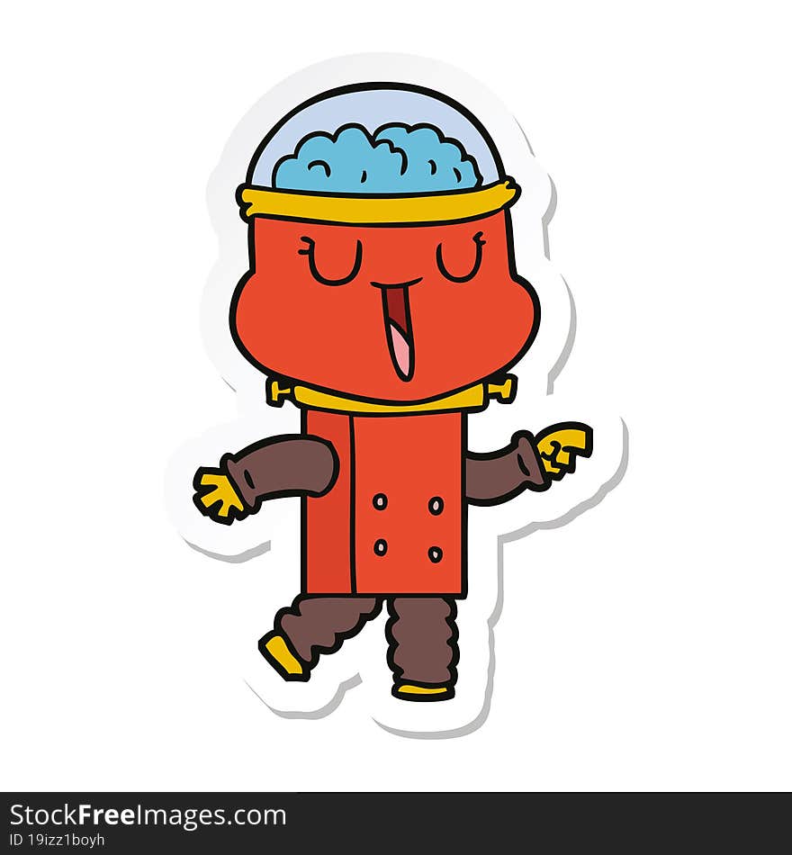 Sticker Of A Happy Cartoon Robot