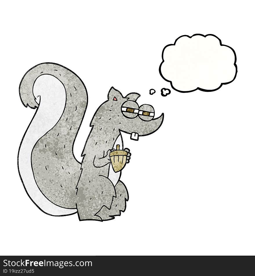 thought bubble textured cartoon squirrel with nut