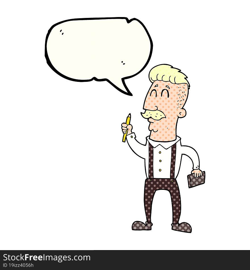 Comic Book Speech Bubble Cartoon Man With Notebook