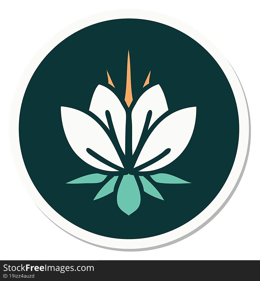 Tattoo Style Sticker Of A Water Lily