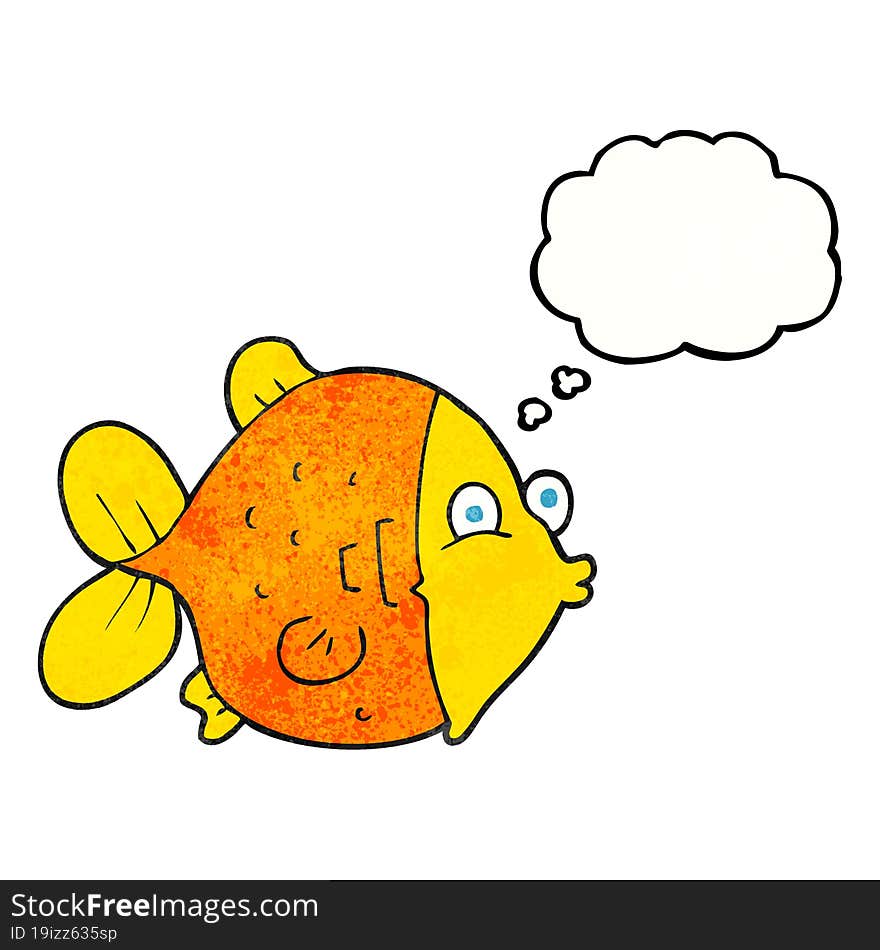 Thought Bubble Textured Cartoon Funny Fish