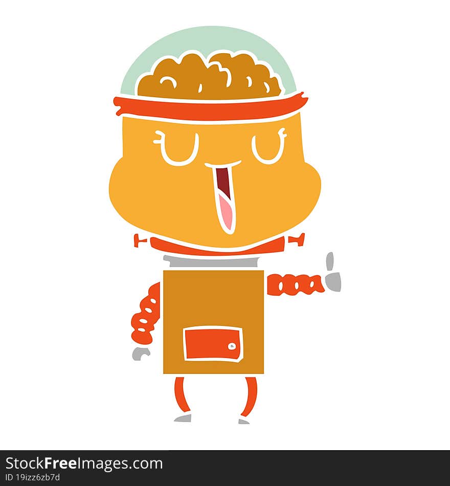 happy flat color style cartoon robot