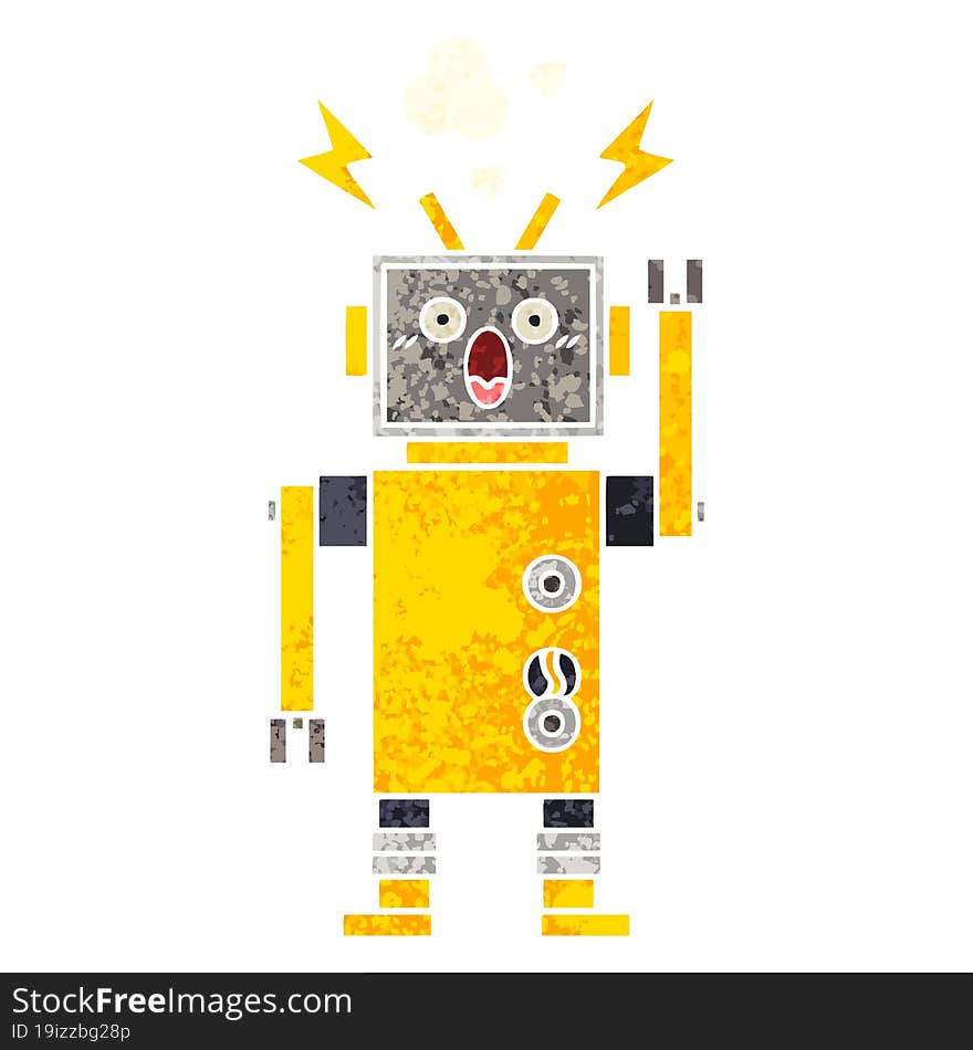 Retro Illustration Style Cartoon Robot