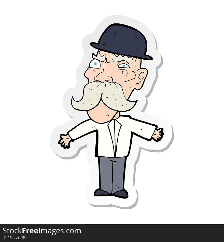 Sticker Of A Cartoon Angry Old Man