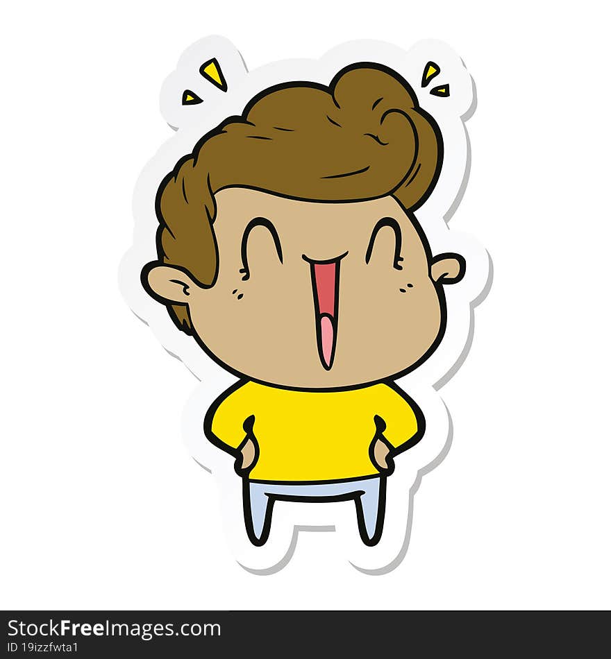 sticker of a cartoon excited man