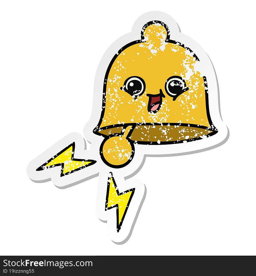 distressed sticker of a cute cartoon ringing bell