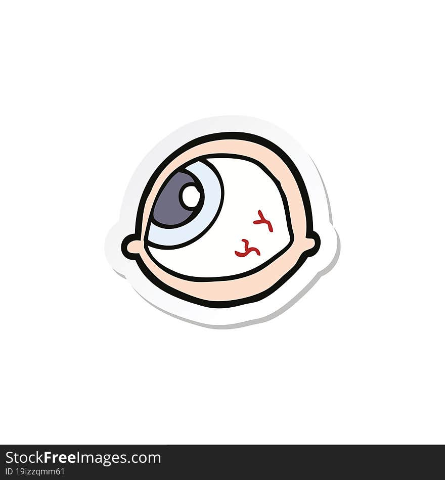 sticker of a spooky staring eyeball cartoon