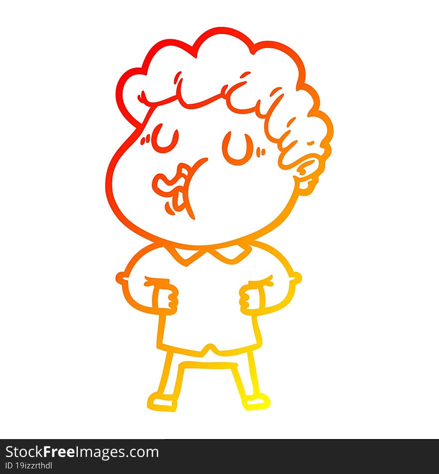 Warm Gradient Line Drawing Cartoon Man Singing