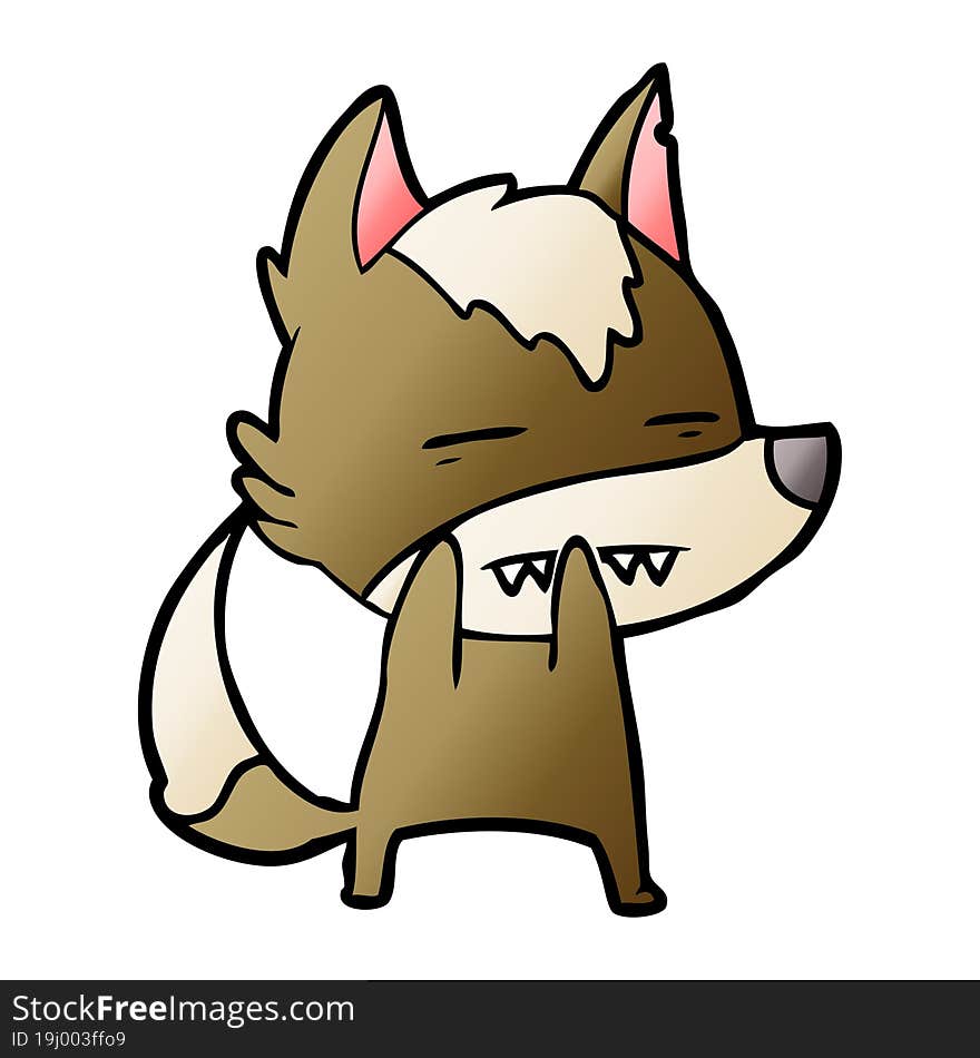 cartoon wolf showing teeth. cartoon wolf showing teeth