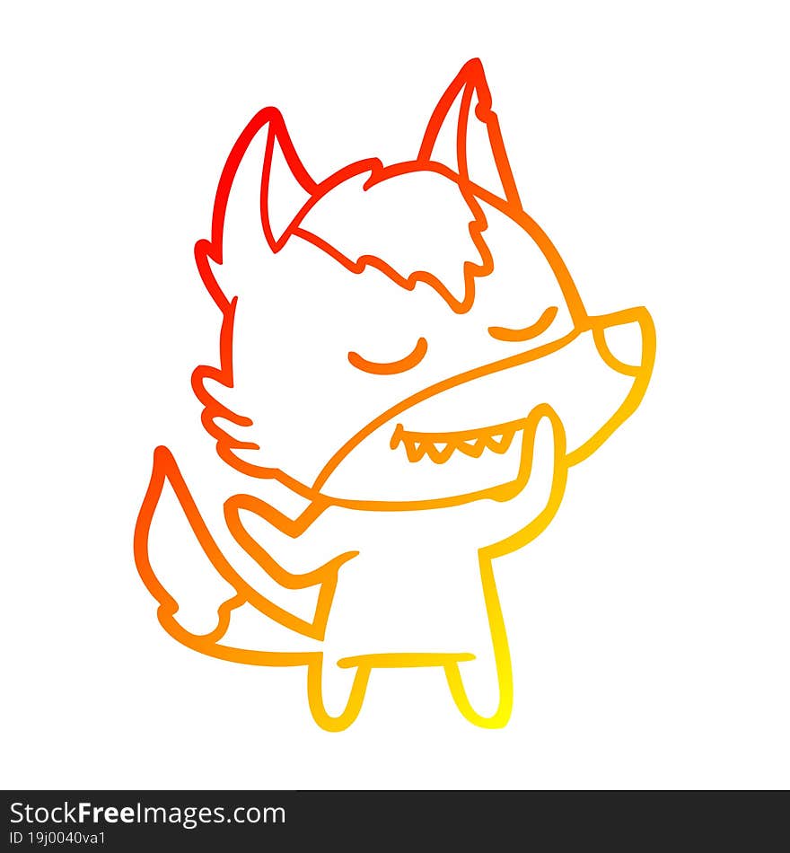 warm gradient line drawing friendly cartoon wolf