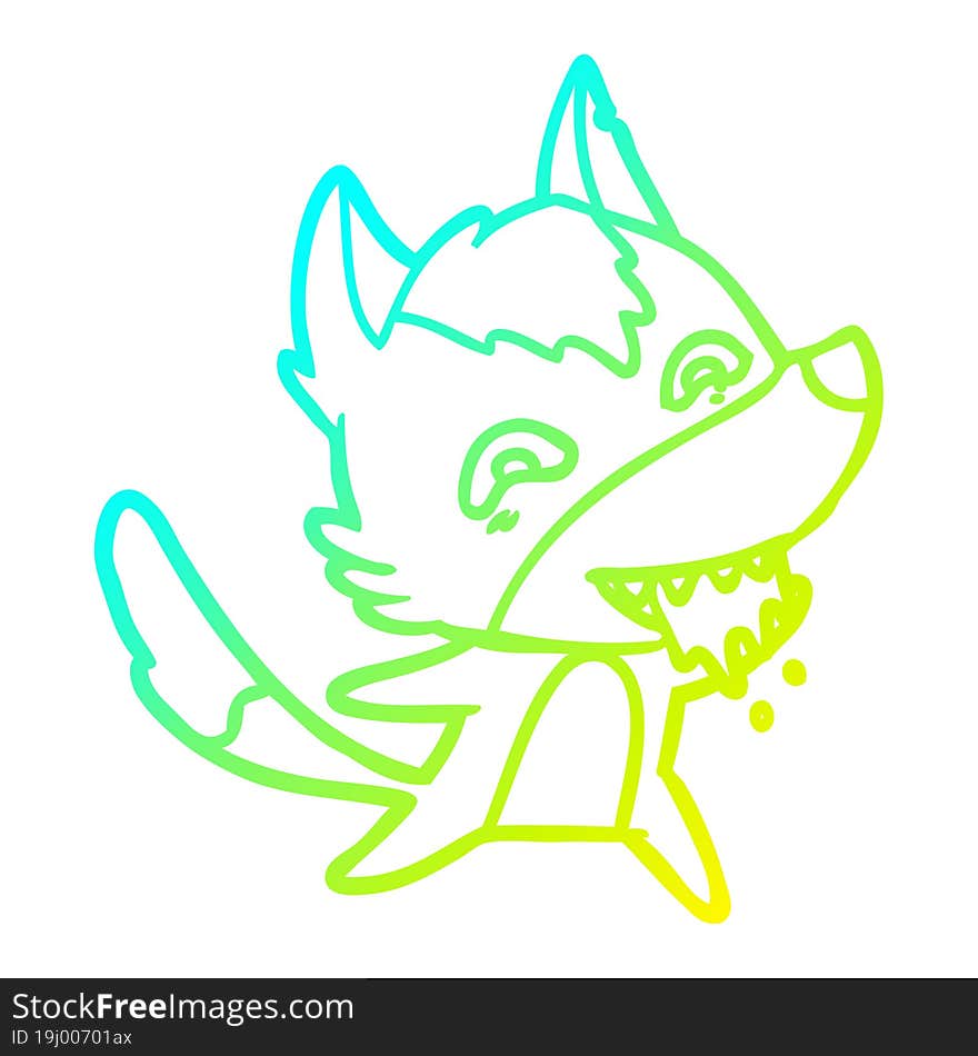 cold gradient line drawing cartoon hungry wolf