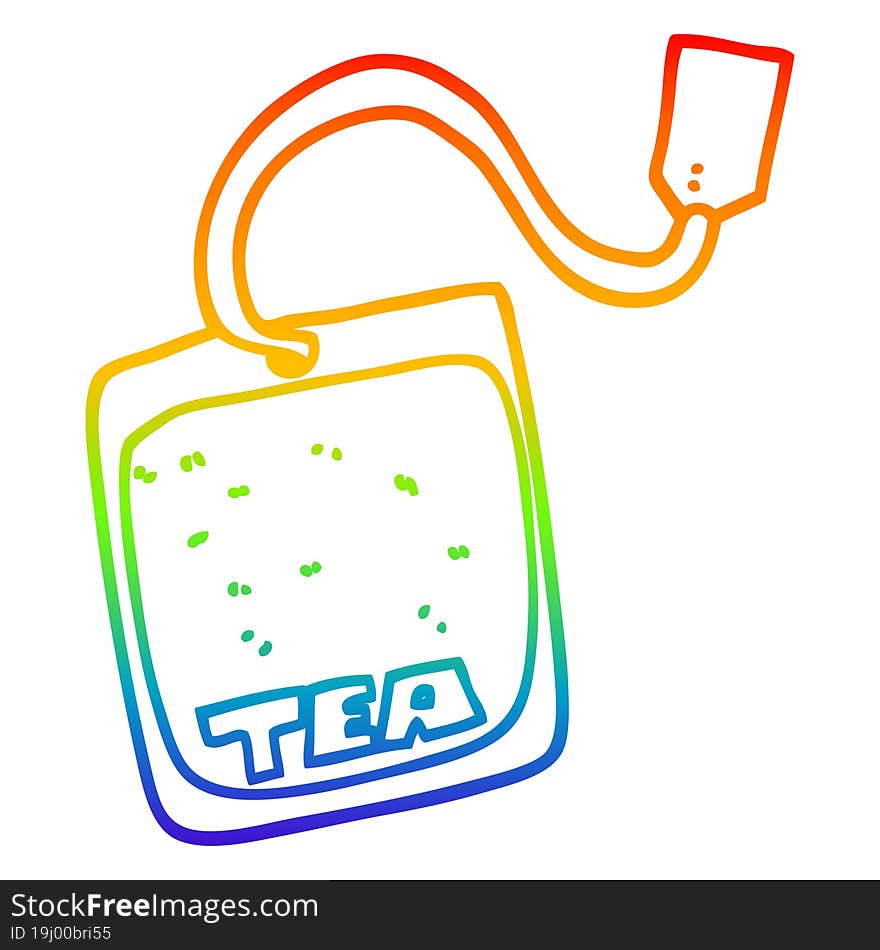 rainbow gradient line drawing cartoon tea bag