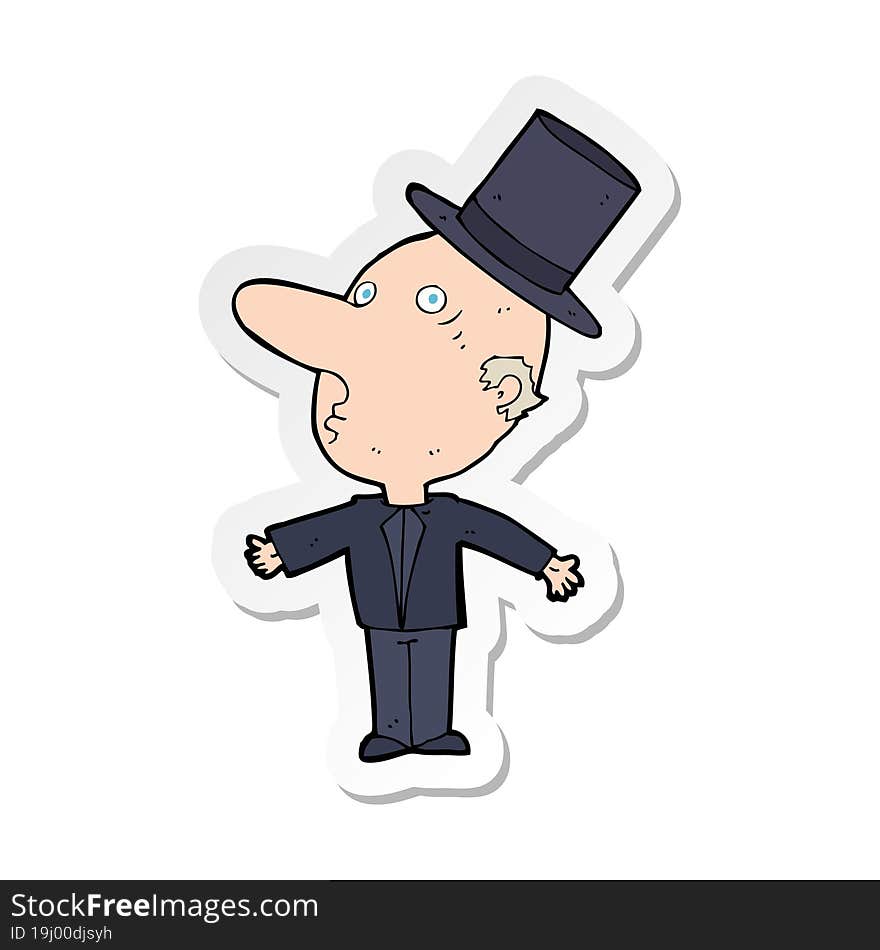 sticker of a cartoon man wearing top hat