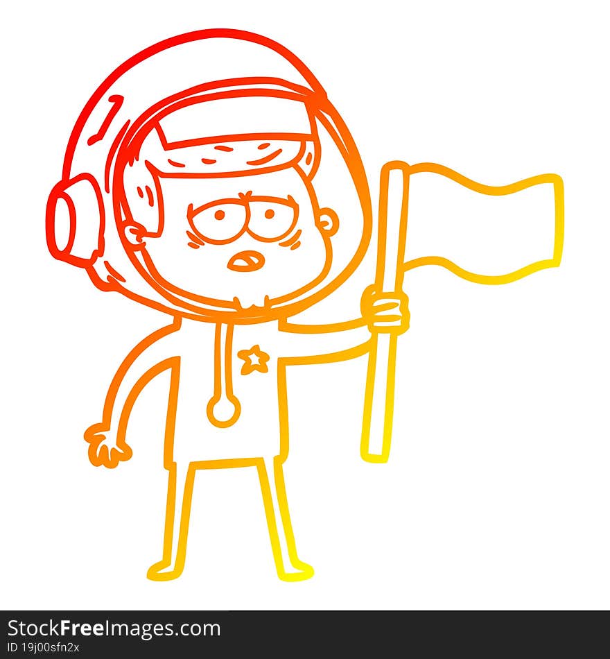 warm gradient line drawing cartoon tired astronaut