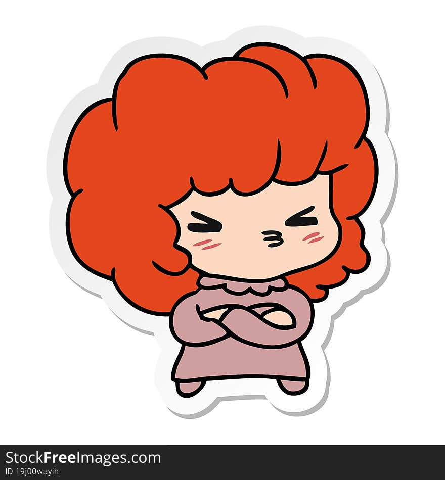 sticker cartoon of a cute cross kawaii girl