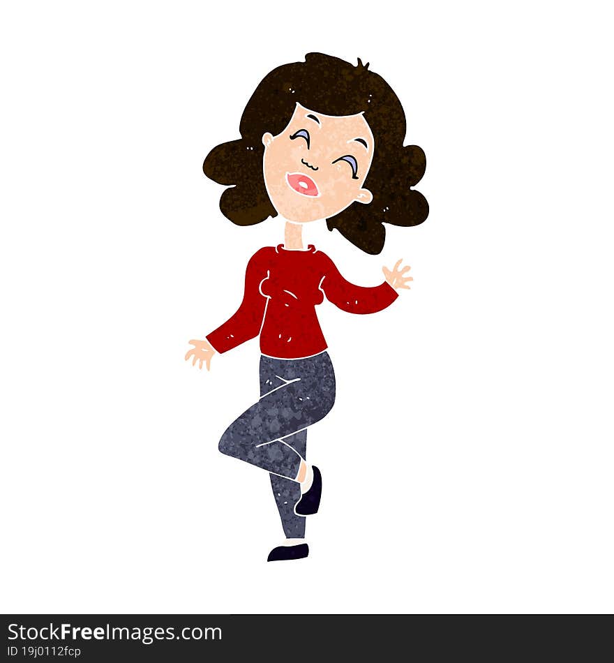 Cartoon Happy Woman Dancing