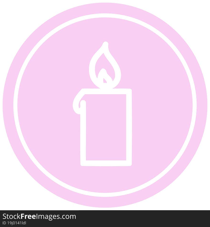 burning candle circular icon symbol