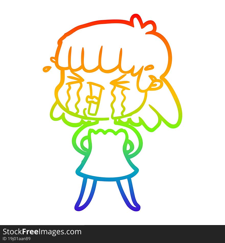 rainbow gradient line drawing of a cartoon woman