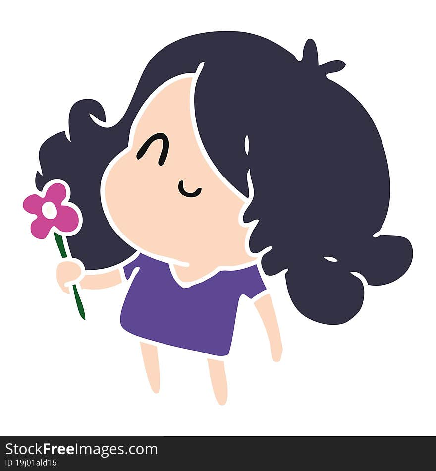 cartoon illustration of a cute kawaii girl. cartoon illustration of a cute kawaii girl