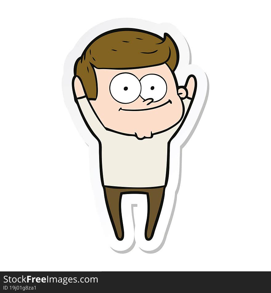 sticker of a cartoon happy man