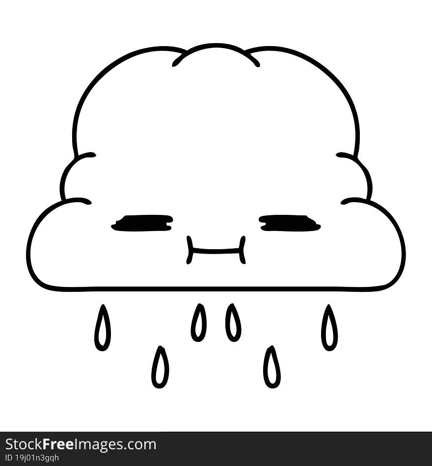 line doodle of a cloud raining down on you with indifference. line doodle of a cloud raining down on you with indifference