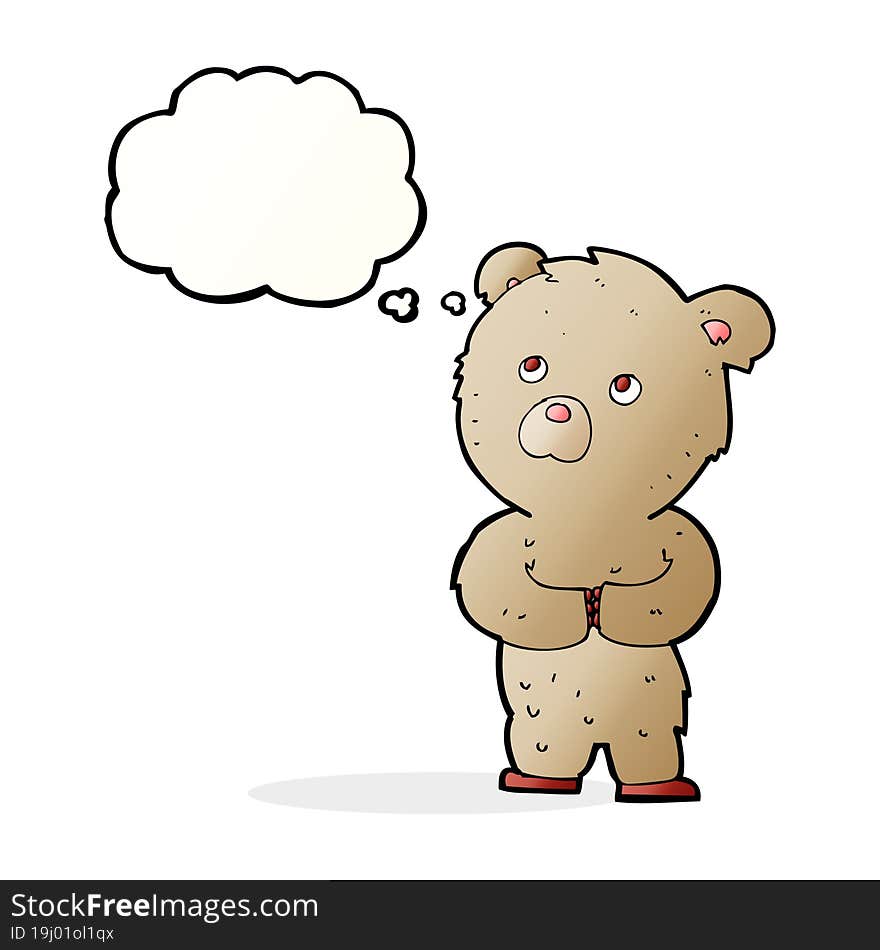 Cartoon Teddy Bear With Thought Bubble