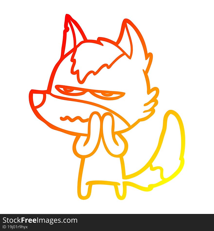 warm gradient line drawing cartoon annoyed wolf