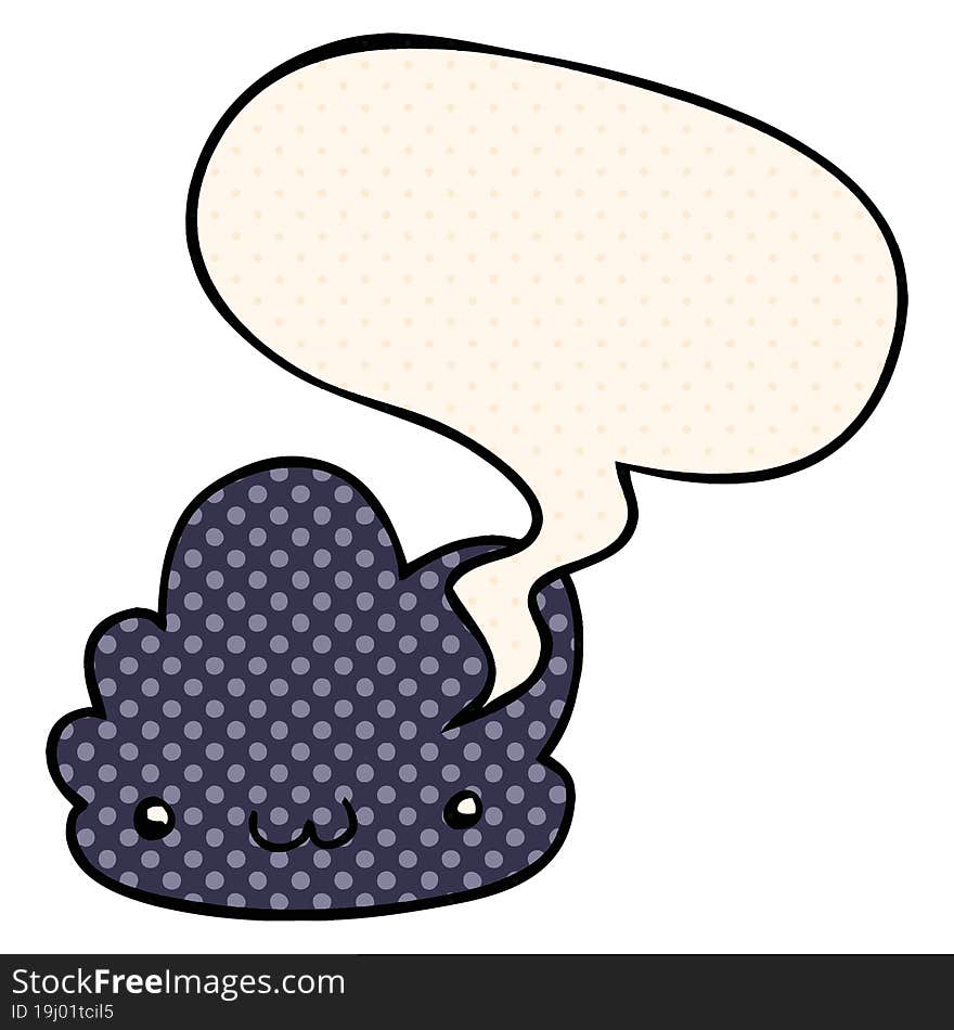 cute cartoon cloud and speech bubble in comic book style