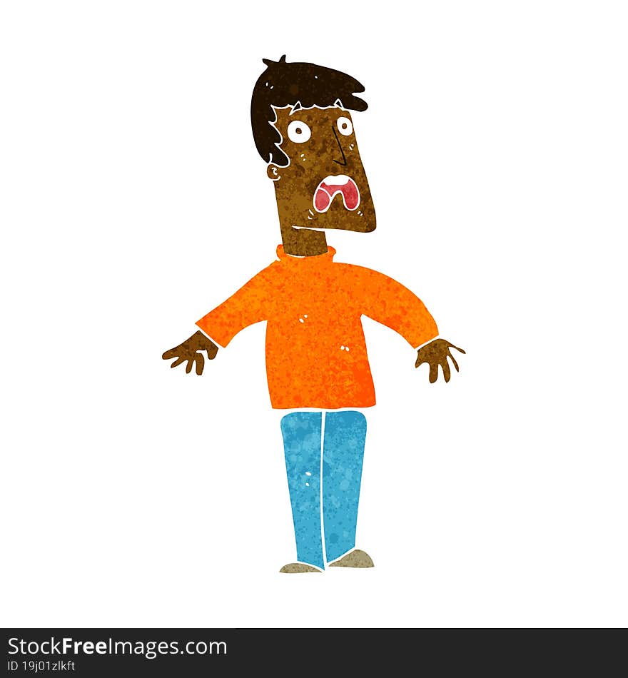 cartoon terrified man