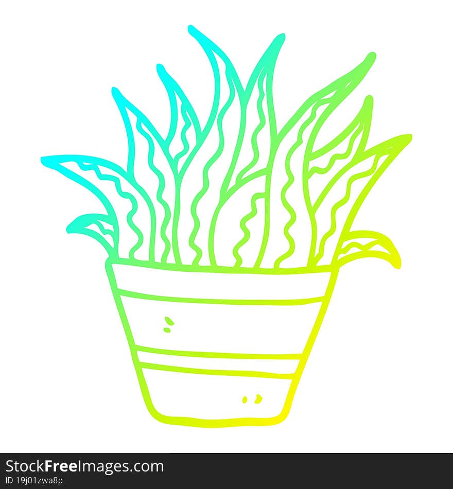 cold gradient line drawing cartoon plant