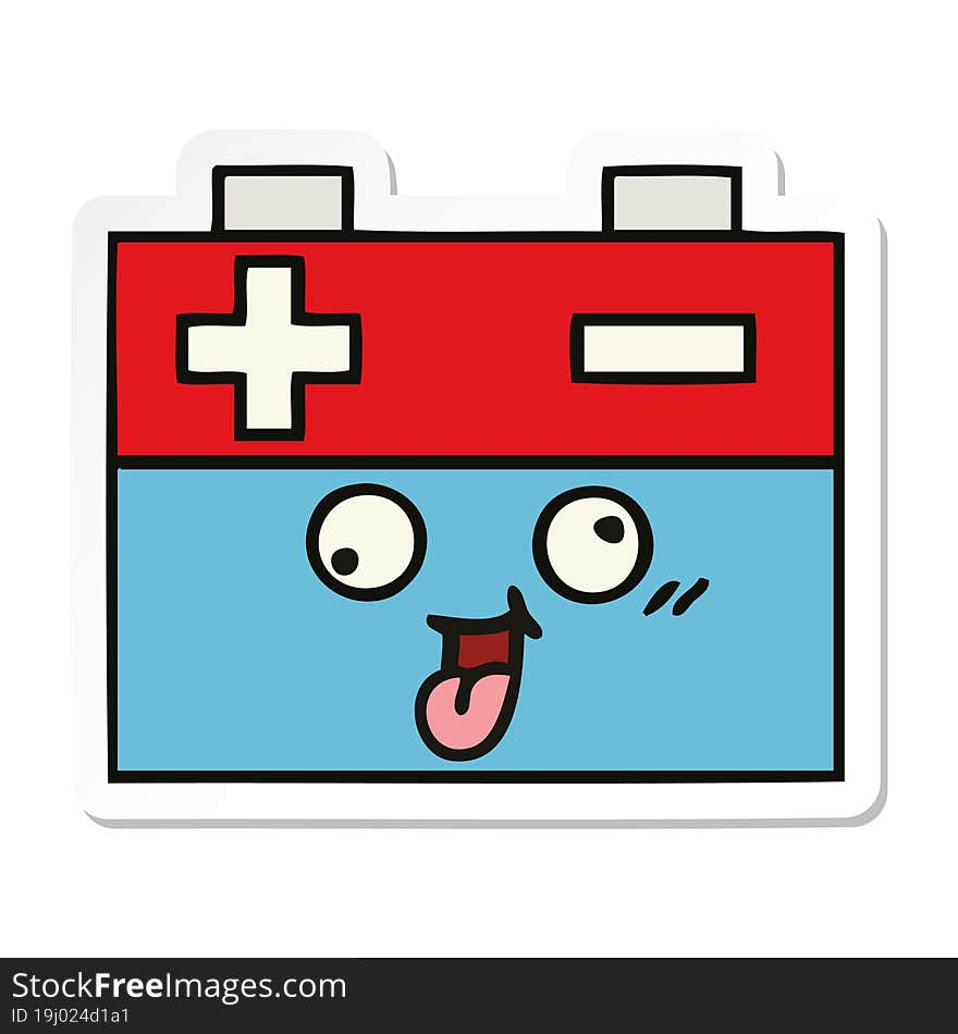 sticker of a cute cartoon car battery