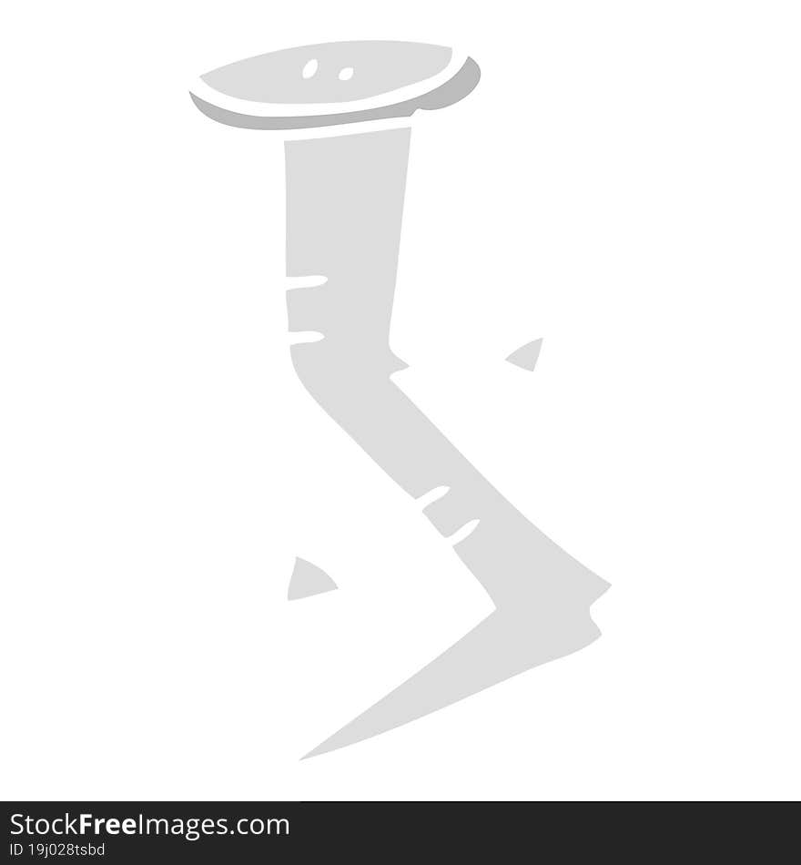 flat color illustration of a cartoon bent nail