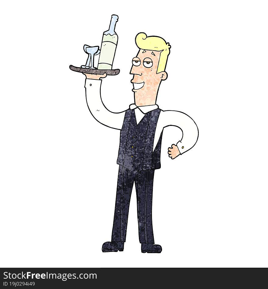 textured cartoon waiter