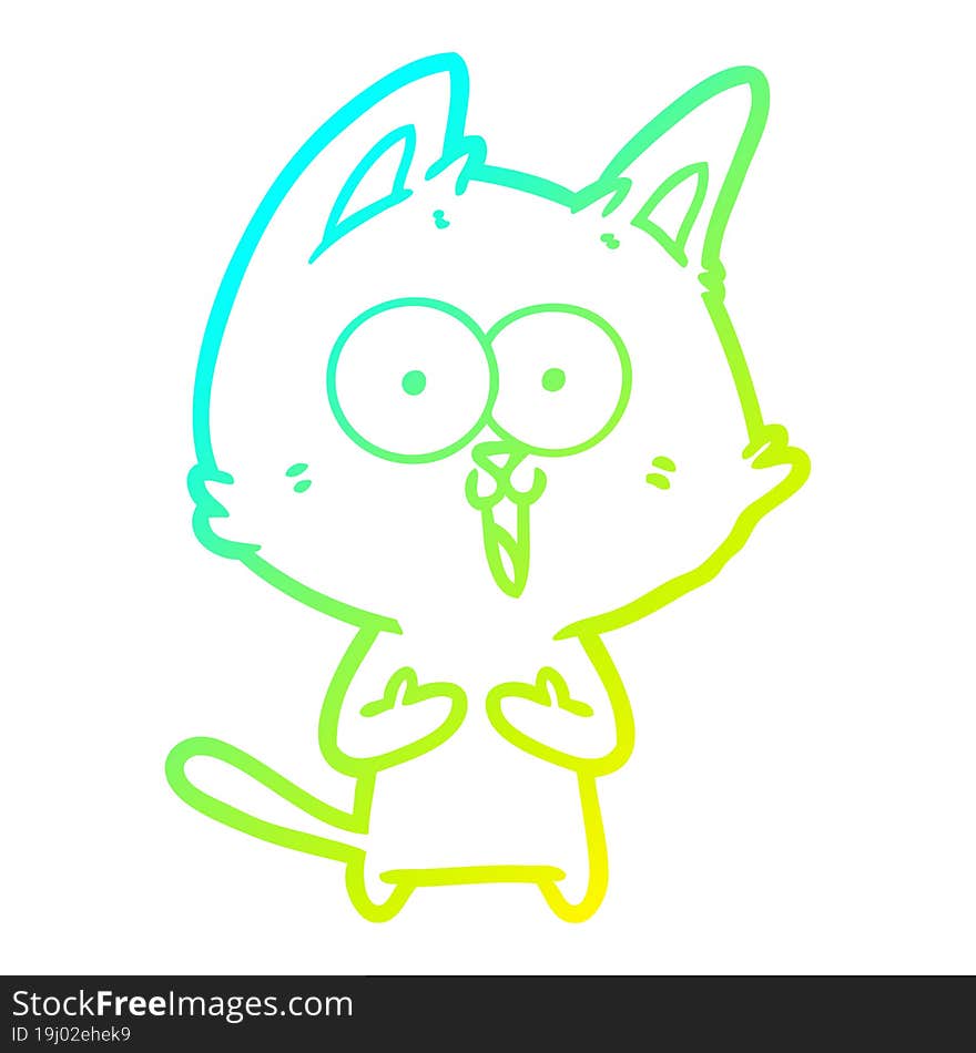 cold gradient line drawing funny cartoon cat