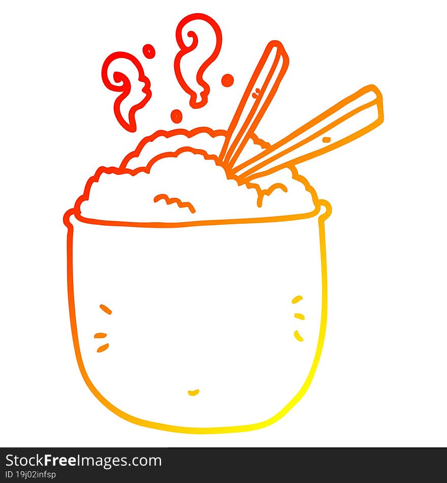 warm gradient line drawing cartoon bowl of rice