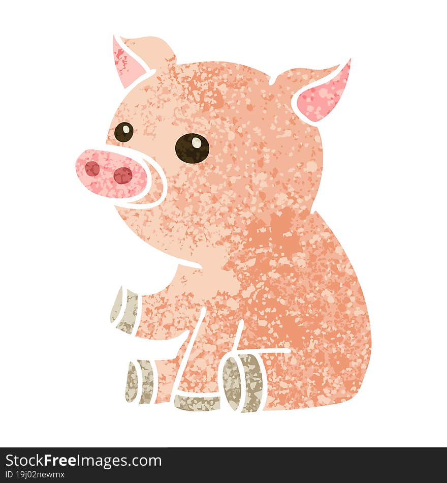 retro illustration style quirky cartoon pig. retro illustration style quirky cartoon pig