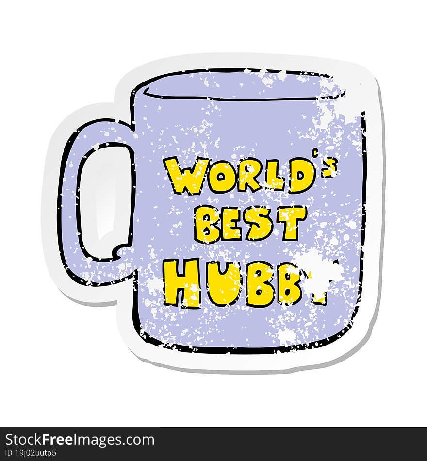 distressed sticker of a worlds best hubby mug