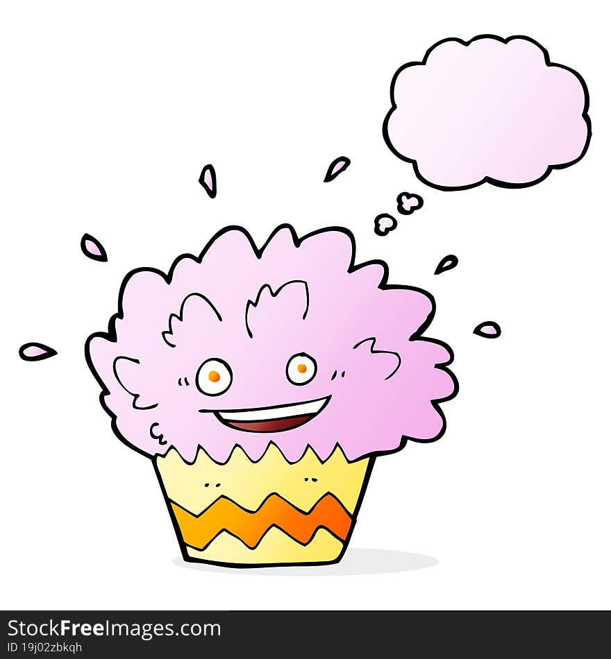 Cartoon Exploding Cupcake With Thought Bubble