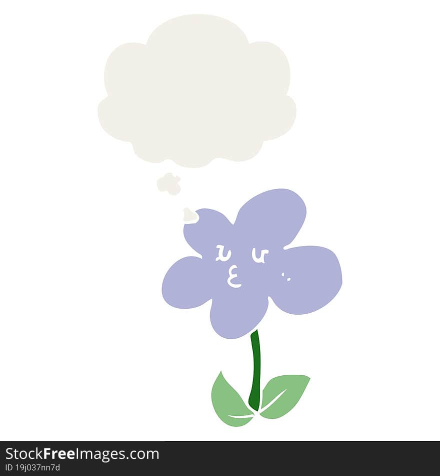 Cartoon Flower And Thought Bubble In Retro Style