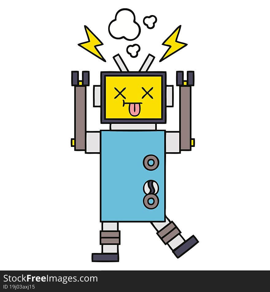 cute cartoon of a robot malfunction