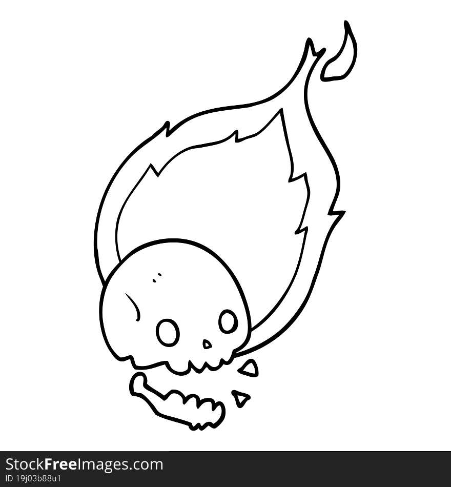 spooky cartoon flaming skull